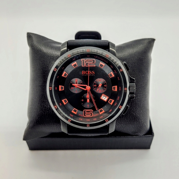 Hugo Boss Black Collection Chronograph Black Dial Black Silicone Men's Watch - Picture 2 of 7